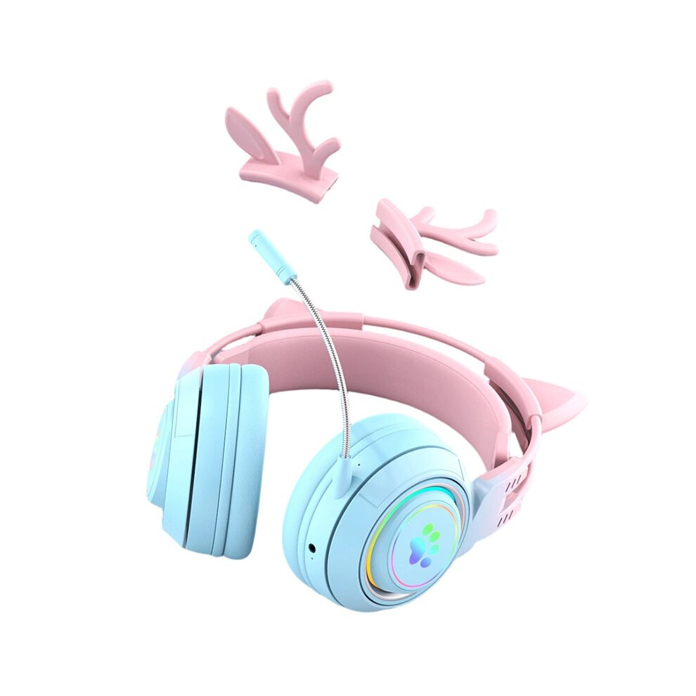 Rgb Gaming Headset With Microphone, Surround Sound Stereo, Deer Ear & Cat Ear Glow For Pc Laptop Light 6033193031449