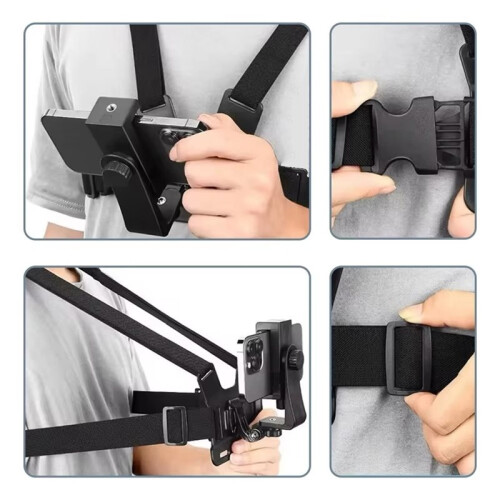7 in 1 Action Camera Kit Chest Strap Mount Phone Holder Adjustable Live Phone Strap Mount for Cycling Skiing 2