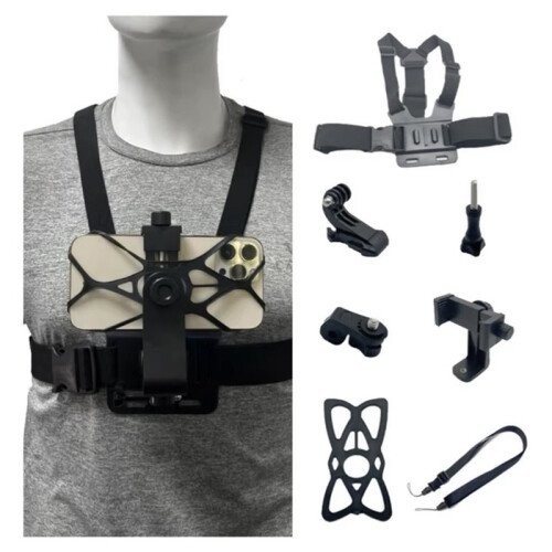 7 in 1 Action Camera Kit Chest Strap Mount Phone Holder Adjustable Live Phone Strap Mount for Cycling Skiing 1