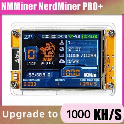 Minerador Solo de Bitcoin e Criptomoedas 4X 1000KH/S NMMiner NerdMiner+ com Suporte para 4 Slots, Tela Inteligente de 2,8 Polegadas, Ideal para Uso 2