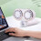 Draagbare Handventilator USB-Oplaadkoeler Dubbele Ventilator Digitaal Display Oplaadbare Batterij Wit 5