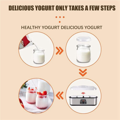 Automatic Yogurt Maker with 8 Glass Jars Electric Yogurt Machine with Adjustable Temperature and  Control US Plug 2