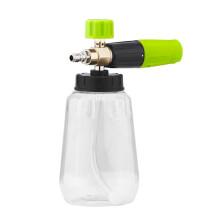 High Pressure Car Washer Foam Pot 1L Capacity 1/4 Quick Connect Adjustable Nozzle for Car Boat Black & Green