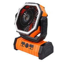 20000mAh Batterijventilator Oplaadbaar met Haak en Helder LED-Licht Afstandsbediening Timer Automatische Oscillatie Snoerloze Ventilator Oranje