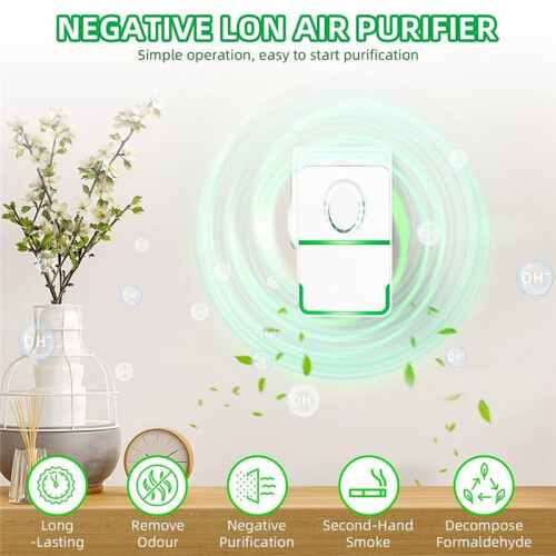 6Pack Air Purifier Plug In,Negative Air Ionizer for Home Use, Filterless Mobile Air Cleaner with Green Light US Plug 2