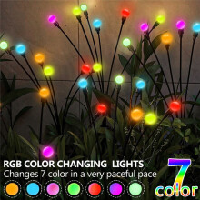 Solar-Gartenleuchten, 10 LEDs, Glühwürmchen, Wasserdicht, Dekoration für Terrasse, Weg, RGB, Bunt