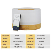 Diffuseur D'Huiles Essentielles 700 Ml avec Télécommande et Lumières Colorées pour Chambre ou Bureau (Prise UE)