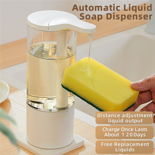 Automatic Detergent Dispenser Wall-Mounted Automatic Soap Dispenser 500ml IPX5 Waterproof Sensor Hand Washing 2