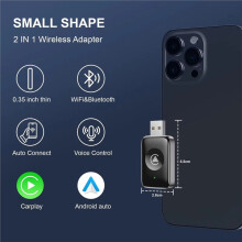 Car Wireless Android Auto Carplay 2in1 Box Wired to Wireless Dongle Plug& CarPlay Android Auto Box