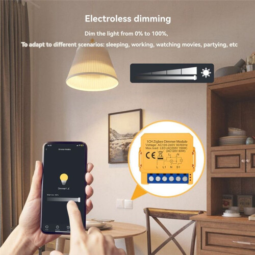 Tuya ZigBee Dimmer  Module  Home DIY Breaker Supports 1 Way Control Supports Voice Control APP Control 1