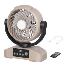 Ventilatore da Tavolo per Esterni, 20000 MAh, Ricaricabile, con Luce LED, 5 Velocità, 3 Livelli di Luminosità, per Campeggio, Viaggi B