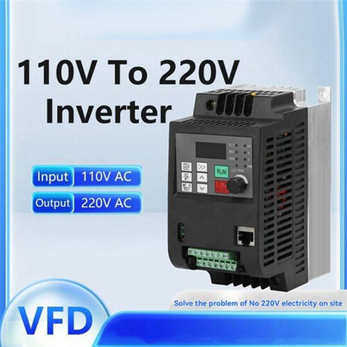 0.75kw VFD Frequency Converter Single Phase 110V Input to 3 Phase 220V Output Motor Variable Speed Power Controller 1