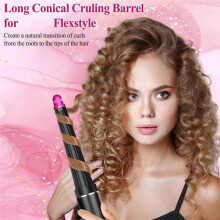 For FlexStyle Long Curling Iron Conical Barrels&Smoothing Brush Set Curling Iron Textured Wave Smooth Hair Style B