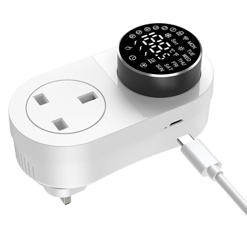 Digital WiFi Thermostat Plug Socket LCD Screen Temperature Controller with Waterproof Sensor Probe UK Plug 1