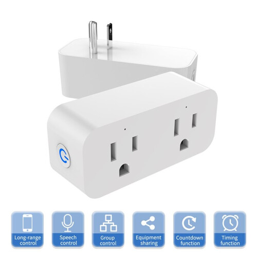 Tuya WiFi  Socket   Plug16A Timer Afstandsbediening Dubbele Stopcontact Amerikaanse Stekker 2