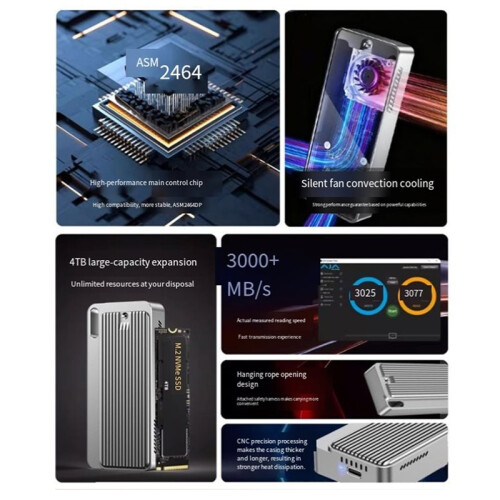 Case per SSD NVMe M.2 USB4.0 da 40 Gbps Compatibile con Thunderbolt4/3 USB4, Supporta Dimensioni SSD 2280 B+M M-Key 1