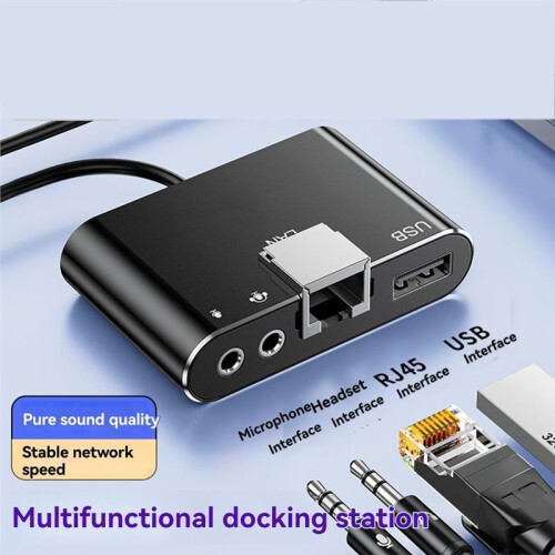 USB 4-in-1 Multi-Function Expander USB Ethernet Adapter USB Network Card to USB RJ45 Lan USB to 3.5" Audio/Sound Card 2