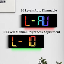 Rgb Large Digital Wall Clock 8 Colors Mood Light Temp Humidity Date 2 Alarm Table Clock Timing Countdown Alarm Clock