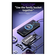 DIY 21700 Power Bank Case PD 20W Fast Charging Detachable Cable Detachable Power Bank Without Battery Black