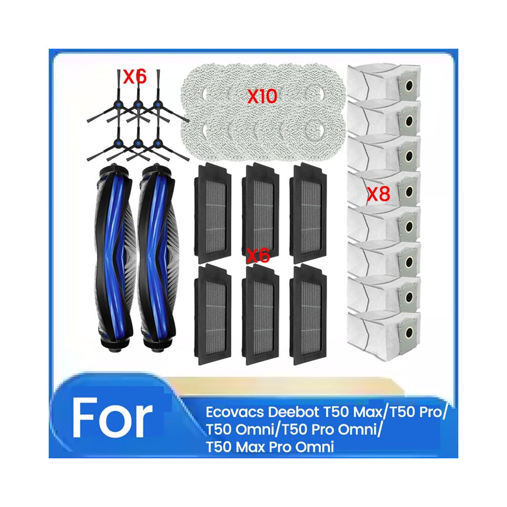 32Pcs For Deebot T50 Max/T50 Pro/T50 Omni/T50 Pro Omni/T50 Max Pro Omni Spare Parts Brush Filter Dust Bag Mop 6031503651516