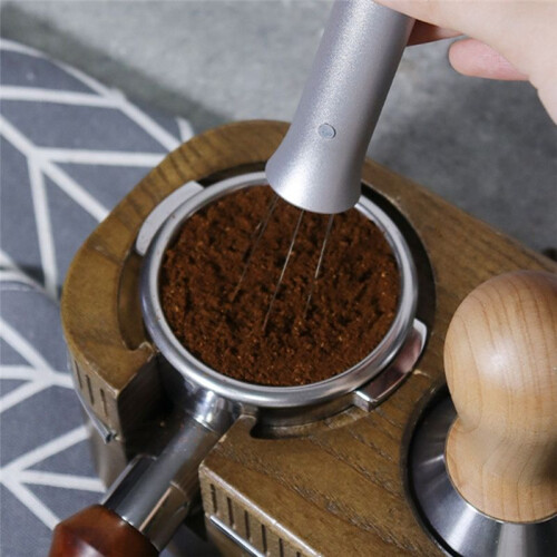 WDT Tool Espresso 6 Needles Espresso Distribution Tool with Base Telescopic Coffee Cloth Powder Needle A 1