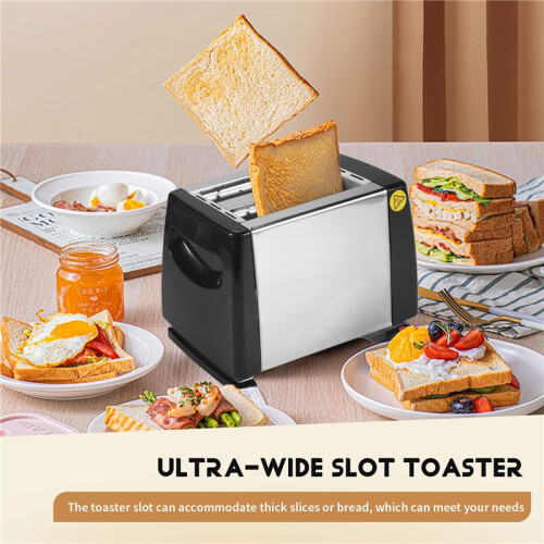 Toaster 2 Slice Stainles Steel Bread Extra Wide Slot Compact Toasters,Electrical Small Bread Machine for Waffles,US Plug 2