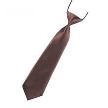 (Brown)Childrens Casual Neck Tie With Elastic Band For School Uniforms And Group Events