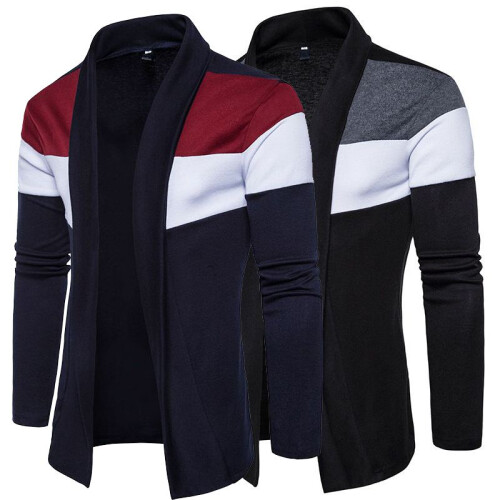 (Dark Blue,M)Herren Uni Strick Cardigan Langarm Freizeit Slim Fit Pullover Jacke Tops Mantel 1