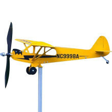 Thyggzjbs Piper J3 Cub Airplane Weathervane, Mulino un Vento nel Metallo Unico e Magico 3D Scultura un Vento All'Aperto Kinetic A