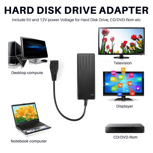 12V+5V AC Adapter Hard-Disk Power Supply For Hard Disk Drive Black