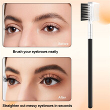 Women Double-sides Brow Comb Eyebrow Brush Wood Holder Make- Cosmetic Makeup Tool 1pcs Black