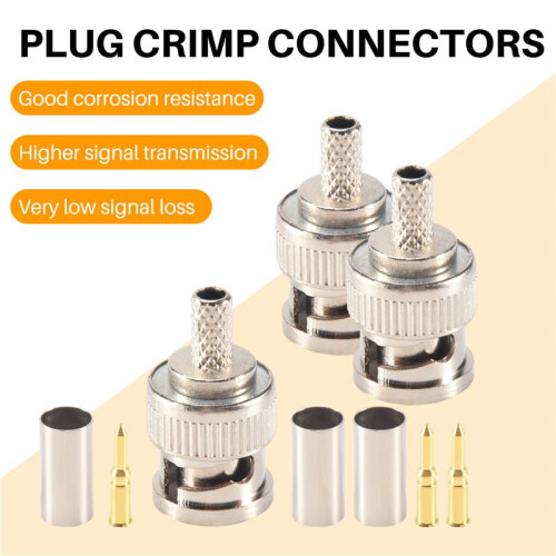10 Sets 3-Piece BNC Male RG58 Plug Crimp Connectors 1