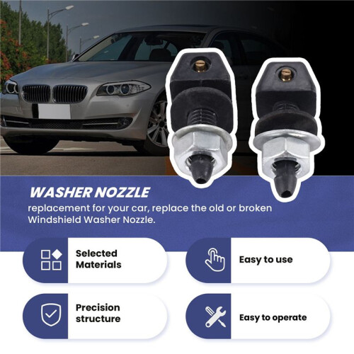 2 pcs Black Plastic Car Front Window Windshield Washer Spray Nozzle For  Pair