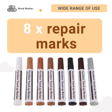 Furniture Repair Kit Wood Markers - Set of 17 - Markers and Wax Sticks with Sharpener Kit, for Scratches, Wood Floors
