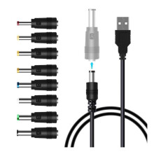 Universal USB to Power Cable Kit with 8 Adapters - Ideal for Routers, Moon Lamps, LED Lights, Speakers, and More