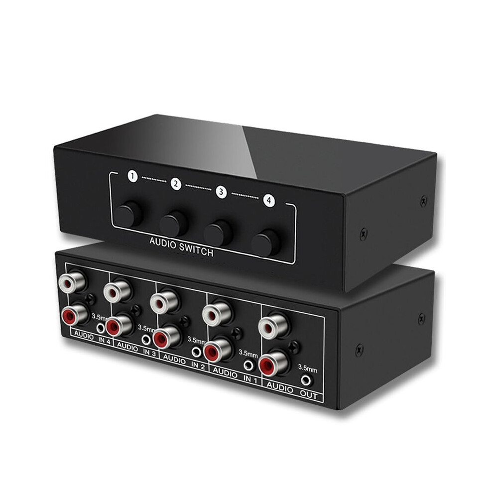 3.5Mm Aux +Rca L/R Bi-Directional Stereo Audio 4 In 1 Out A/B Analog Audio Switcher Selector 4713795813033