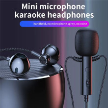 3.5mm in-Ear Lavalier Microphone with Earphone Clip Mic for Karaoke Live Broadcast Online Class Gaming Black