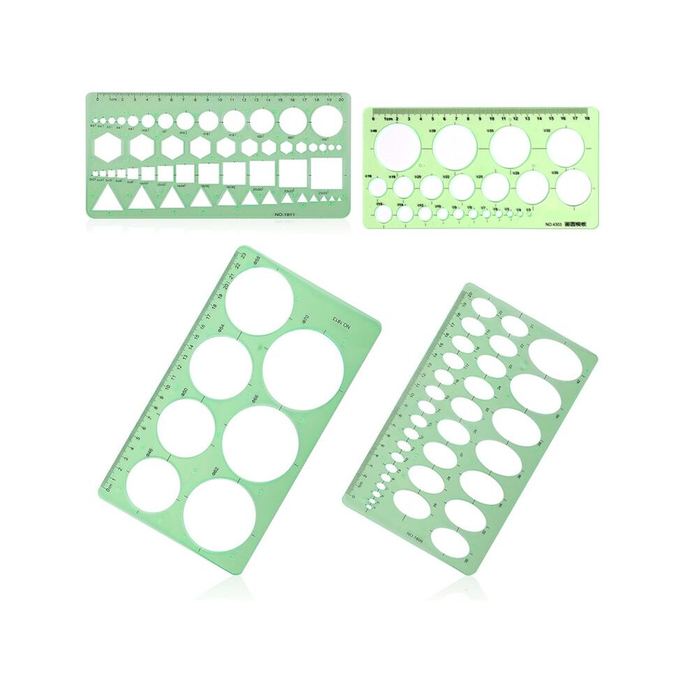 4Pcs Circle Template For Drawing, Drafting Tool Geometric Round Circle And Oval Stencil Formwork Ruler Measuring Tool 6033286402149