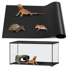 Tapete de Réptil, Forro de Substrato de Terrário de Réptil para Lagartixa Leopardo, Lagarto, , Tartaruga, Piso de Réptil 18 X 36 Polegadas Preto