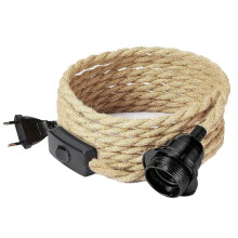 Retro Rope Chandelier Cord, Table Lamp Accessories with Cord  Plug (Without Bulb) EU Plug