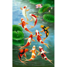 5D Art Diamond Painting Round Full Diamond Koi Carp Stitch Kits Embroidery Home Decors