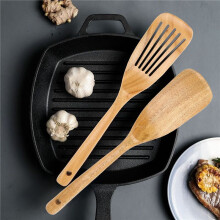 Wooden Kitchen Cooking Utensils,2 PCS Wooden Spoons and Spatula for Cooking, Sleek, Cookware for Home Use and Kitchen