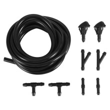 Adjustable DUAL HoleWindshield Washer Nozzle Set 2 Meters Fluid Hose with 6 Pcs Connector for 76810-S10-A02