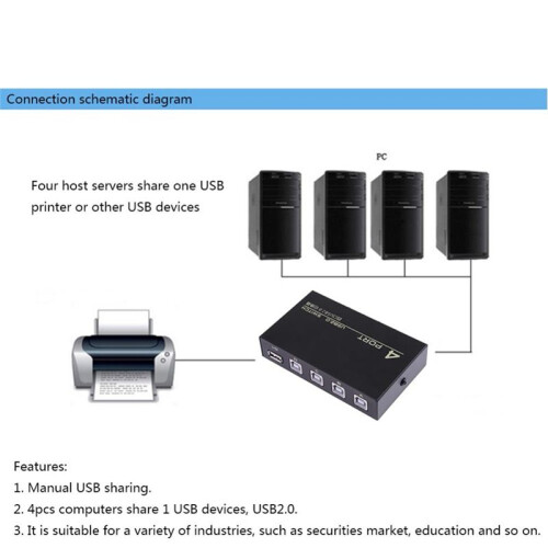FJGEAR USB 4  Share  Switcher Selector Box Hub Sharing  Adapter for PC Scanner Printer Accessory 2