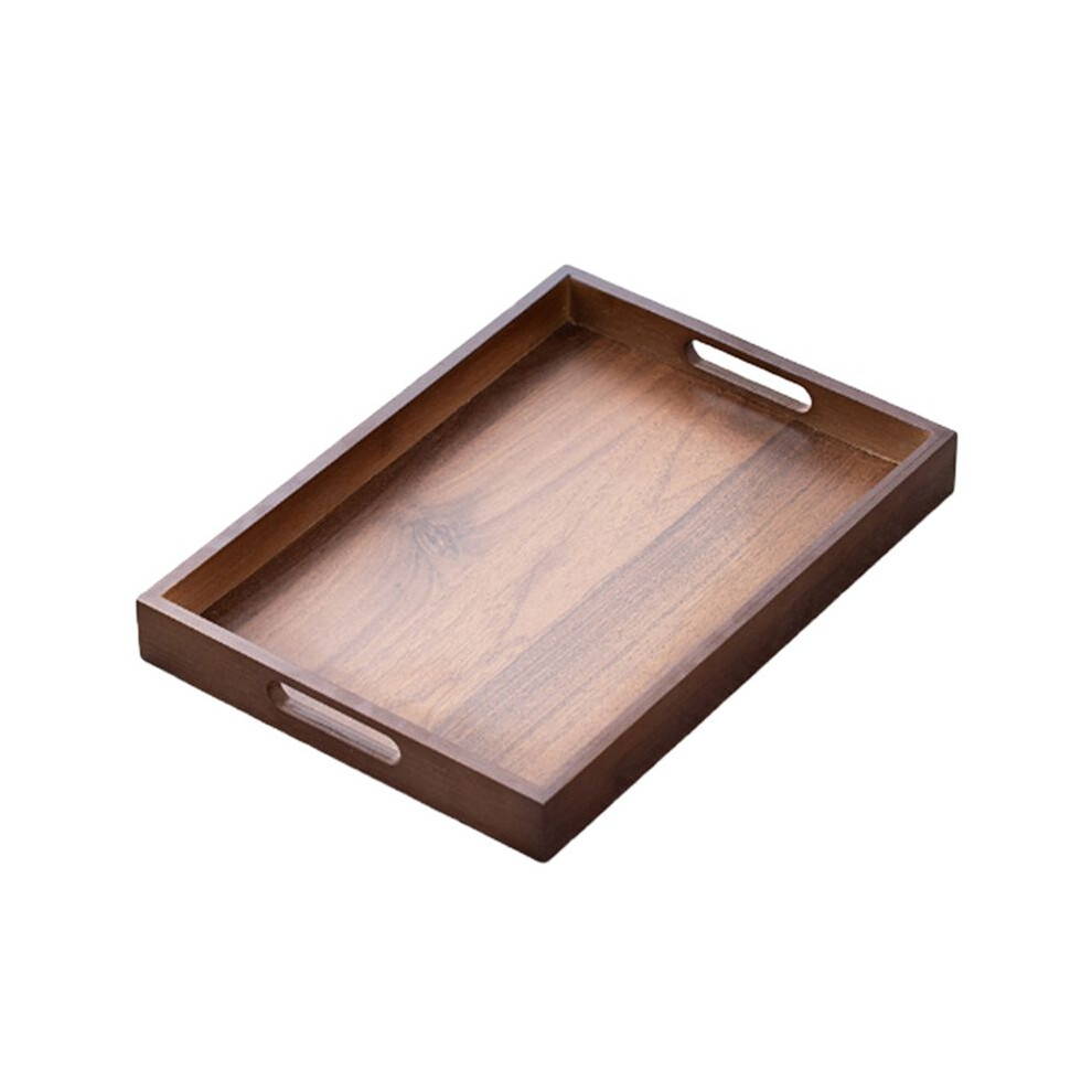 Rectangular Bamboo Wood Tea Tray Display Plate Walnut Color Cup Storage Handle Home Use Japanese Tea Set Tray 35X25x4cm 6033968104521
