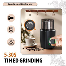 Hands-Free Blade Coffee Grinder, Cordless Coffee Mill,Rechargeable Battery with Removable Bowl, for Camping, Travel,Etc.