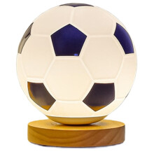Football Night Light USB LED Circular Solid Wood Glass Small Table Lamp Bedside Bedroom Study Decoration Illumination A