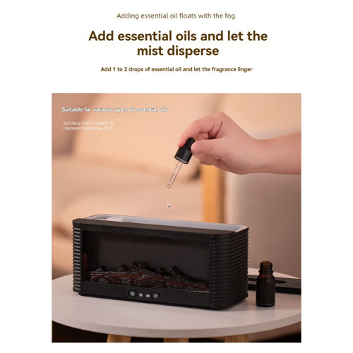 Aromatherapy Humidifier Simulated Fireplace Flame Humidifier 250ml USB Quiet Humidifier