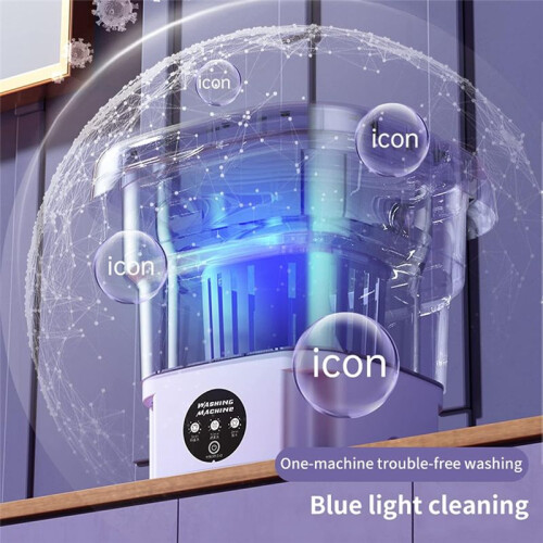 Portable Washing Machine,  Washer Deep Cleaning Half Automatic Washt, Foldable Washing Machine EU Plug 2