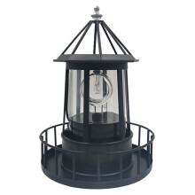 Rotating Beacon Light Iron Solar Adornment Lighthouse Garden Decor Lighthouse-Shaped Landscape Lamp A